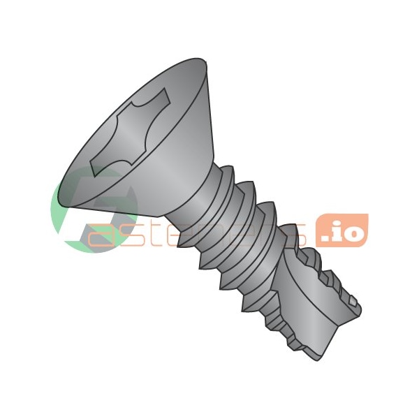 Newport Fasteners Thread Cutting Screw, #8 x 1/2 in, Black Oxide Steel Flat Head Phillips Drive, 10000 PK 954877 - main